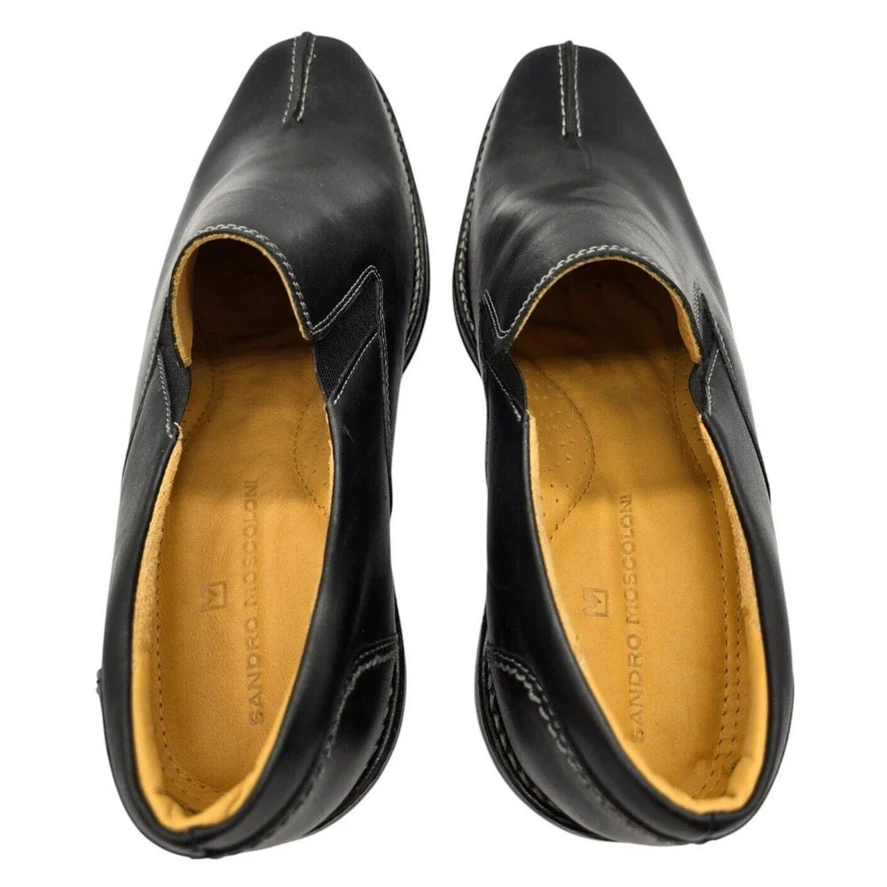 Sandro Moscoloni Leather Slip On Dress Shoe Mens 11.5 D Black Made In Brazil EUC